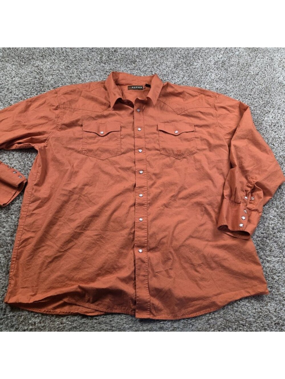 Roper Western Shirt Mens 3XL Orange Pearl Snap Long Sleeve Cowboy